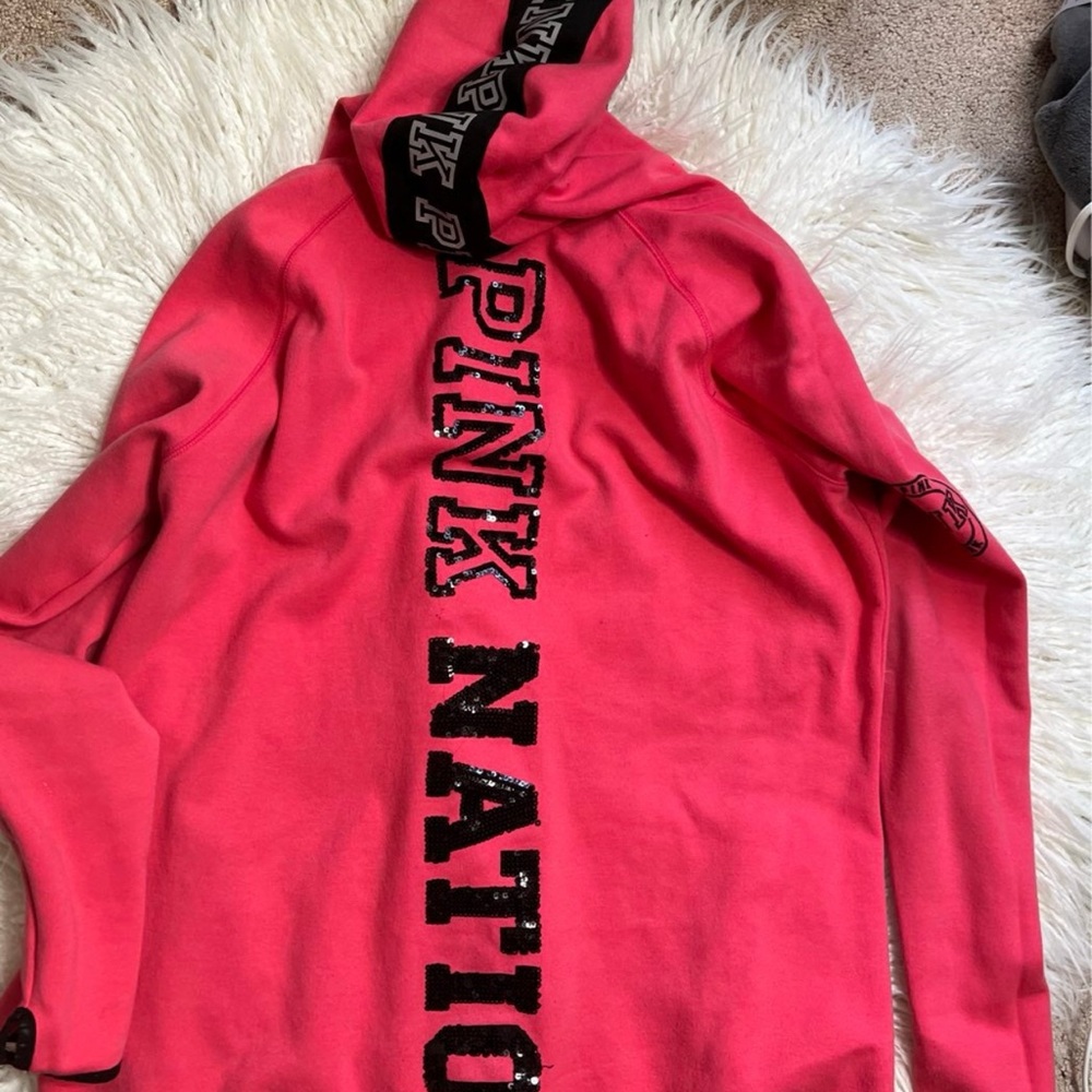 Pink Hoodie with Black Lettering